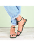 Womens Ankle Strap Low Block Heel Sandals
