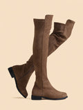 Womens Low Heeled Boots Pointed Toe Over The Knee Thigh High Boots