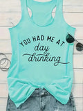 Round Neck Letter Printed Summer Casual Tank Top