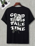 Tween Boy Front And Back Printed Round Neck T-Shirt, Summer Street Style Letter Print