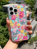 Floral 1pc Colorful Flower Pattern Transparent TPU Shockproof Airbag Anti-Drop Anti-Fingerprint Phone Case, Compatible With IPhone
