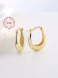 1pair 925 Silver Low Allergenic U-Shaped Glossy Earrings With Gift Box & Blessing Card, Ideal Present For Kids/Young Ladies/Female Friends' Birthdays