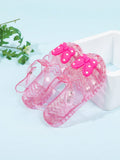 New Summer Jelly Roman Sandals For Baby Girls, Polka Dot Bowknot Princess Beach Shoes For Children, Medium And Small Sizes