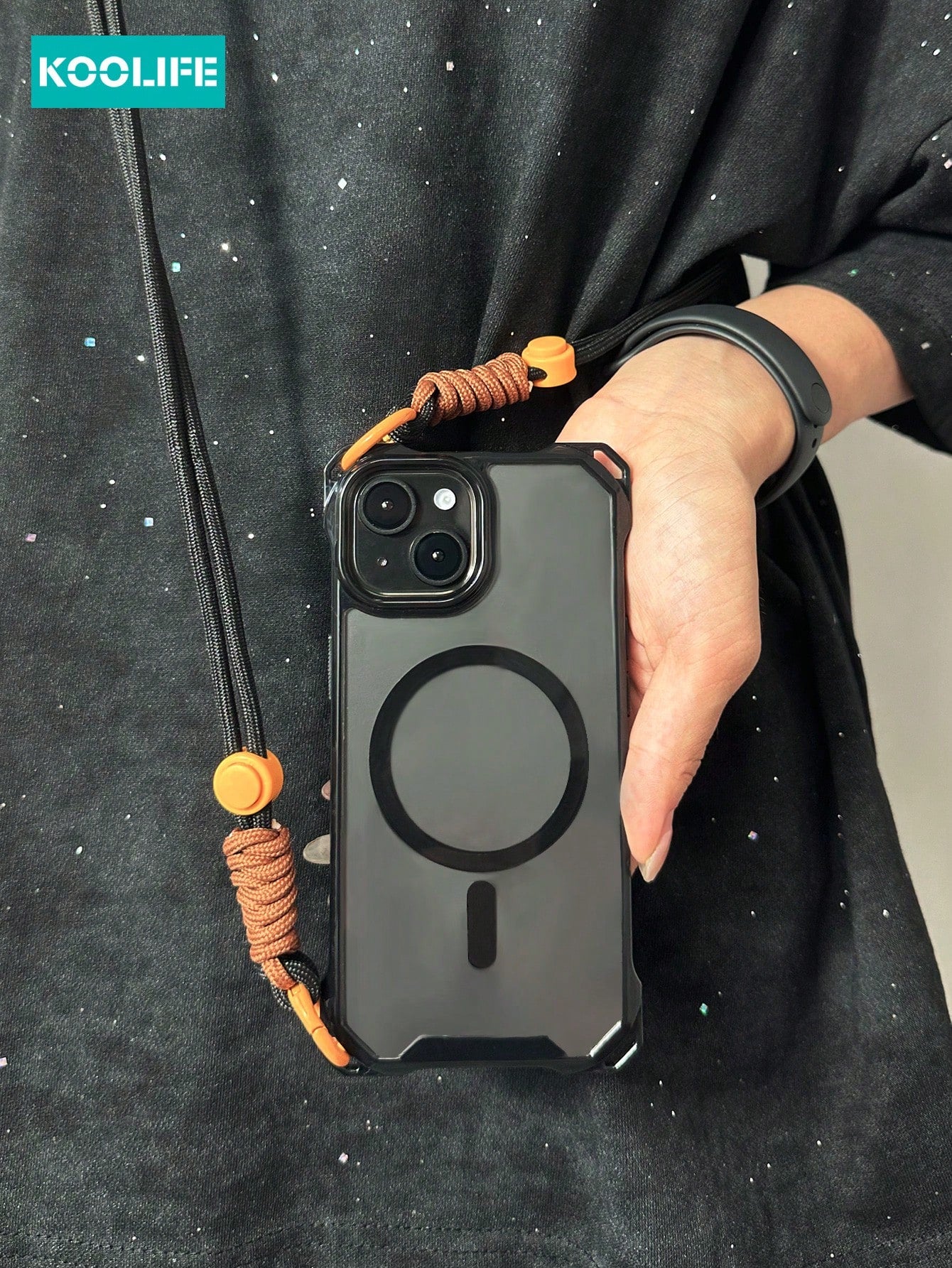 Koolife 2pcs/Set Strap And Phone Case With Magnetic Adsorption For Anti-Fall And Anti-Loss Protection. Made Of TPU+PC. Compatible With Apple IPhone 12/12 Pro/12 Pro Max/13/13 Pro/13 Pro Max/14/14 Plus/14 Pro/14 Pro Max/15/15 Pro/15 Pro Max/15 Plus. Also C