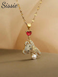 1pc Suitable For Children Stainless Steel Cubic Zirconia Love Gems Delicate Cute Bear Pendant Necklace For Children Fashion Delicate Party Festival Jewelry Gift For Daily Wearing Back To School