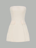 Women's Solid Color Strapless Casual Summer Dress