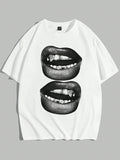 White Knitted Plus Size Men's Round-Neck Short Sleeve T-Shirt