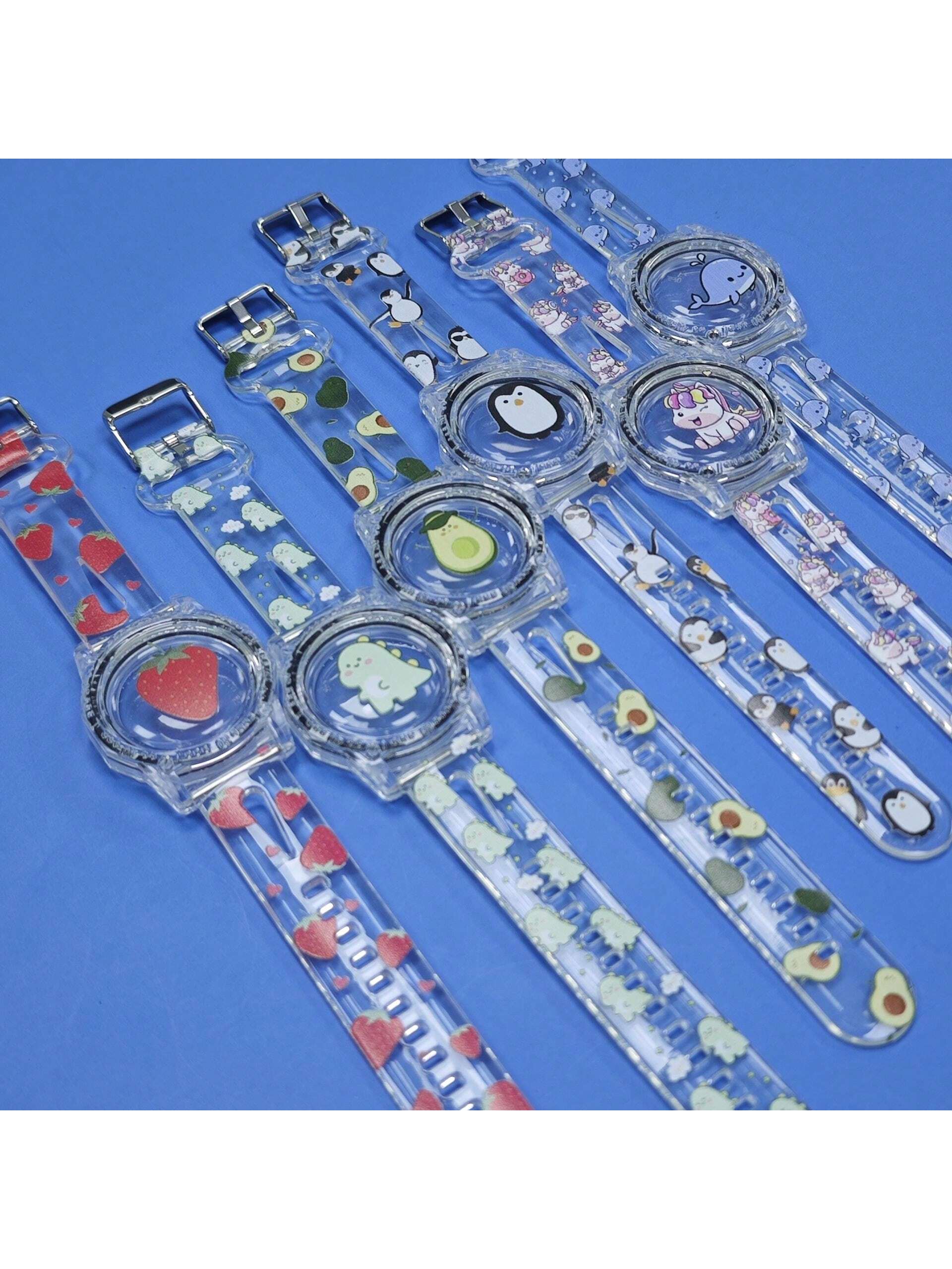 Cute Transparent Cartoon Style PC+TPU Full Coverage Waterproof Scratch Resistant Case Cover For Airtag Anti-Lost Tracker Watch Band