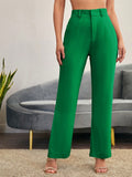 Women's Solid Color Straight-Leg Regular Pants For Daily Wear, Work And Leisure