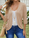 Women's Spring/Summer Solid Color 3/4 Sleeve Casual Cardigan