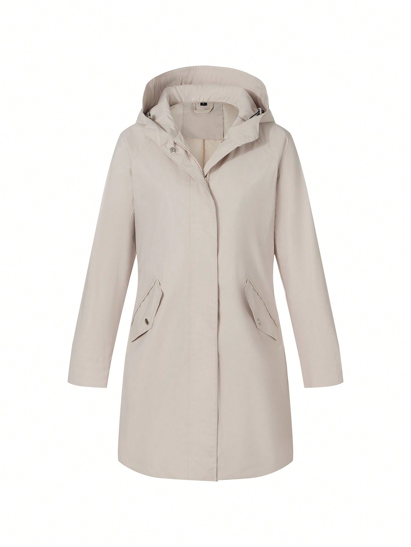 Ladies Commuting Windbreaker Mid-Length Jacket With Pockets, Autumn & Winter