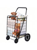 Folding Utility Shopping Cart With Wheels 110L Jumbo Lightweight Grocery Cart Collapsible