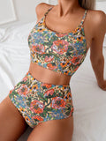 Random Printed Tankini Set For Beach In Summer