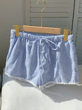 Comfortcana Women's Striped Print Knot Summer Casual Shorts