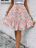 Women's Fresh Ditsy Floral Print Ruffled Hem Skirt (Random Print)