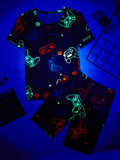 KTBSJ4 Tween Boy Milk Silk Snug Fit Pajamas, 180g, Digital Print With Locating Cutting