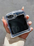 Compatible With Samsung ZFlip 6 ZFlip 5 Transparent Wavy Case Compatible With Samsung Galaxy Z Flip6 5 4 3 Flip4 Clear Ultra Slim Soft Silicone Shockproof Cover