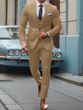 Solid Color Single-Breasted Long Sleeve Suit Jacket And Trousers Business Suit Set
