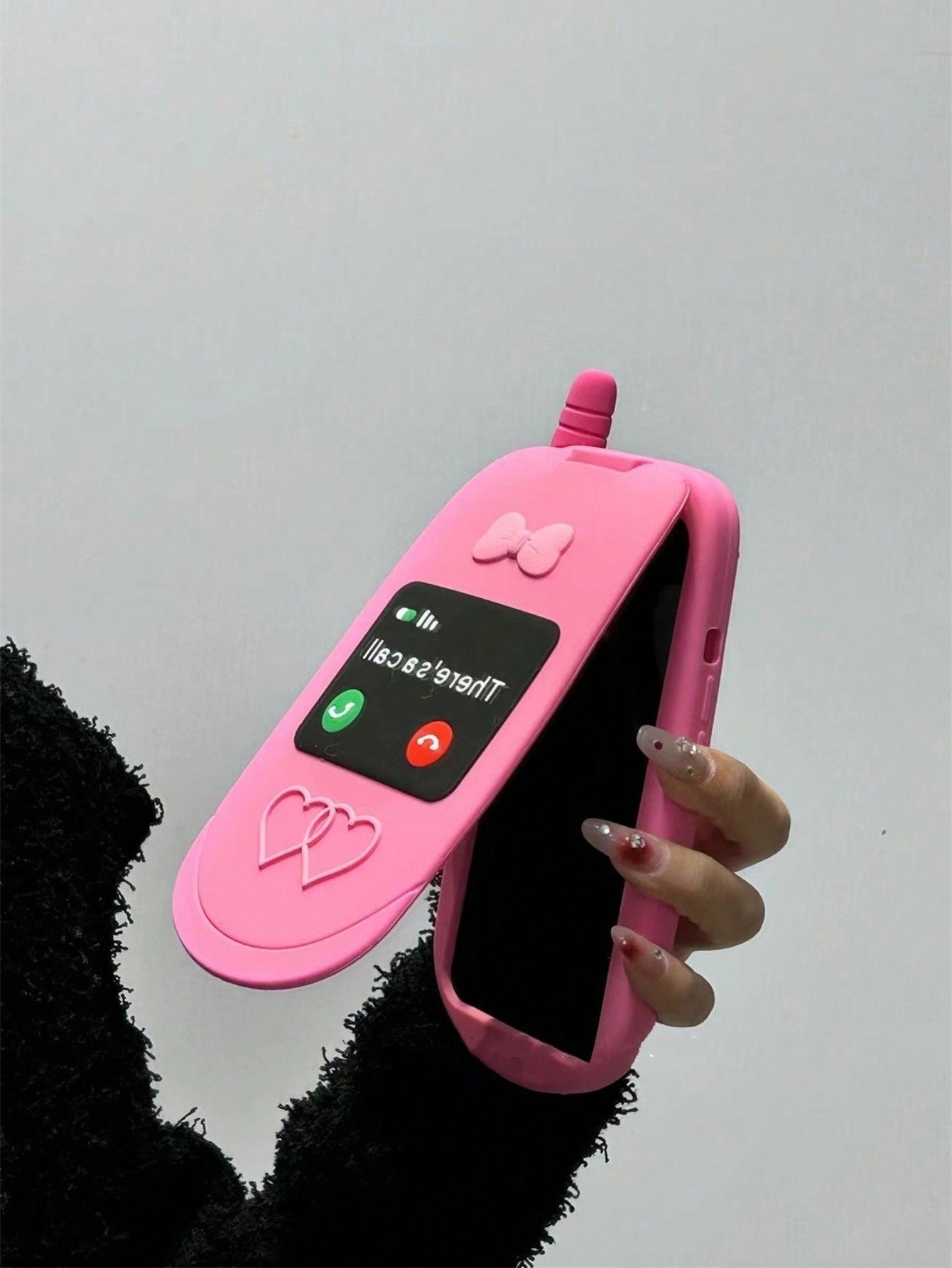 Pink Cute Cartoon Heart & Bowknot Flip Phone Case Compatible With IPhone 13/14 Pro Max/14 Pro/14, Silicone/Soft Phone Case, Ins Style, Pretty Design, For Women/IPhone 15 Pro Max/15 Pro/15 Basic Phone Case, New Arrival