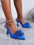 Pointed Toe Stiletto Heels For Women, 2024 New Summer Sexy Elegant Closed Toe Sandals With Hollow Back