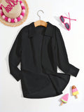 Solid Color Minimalist Daily Kimono Cardigan For Tween Girls