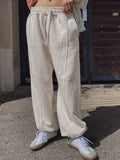 Women's Solid Color Drawstring Pants With Pocket And Elastic Cuff For Sports