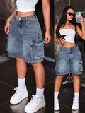 Ladies' Plain Casual Denim Shorts