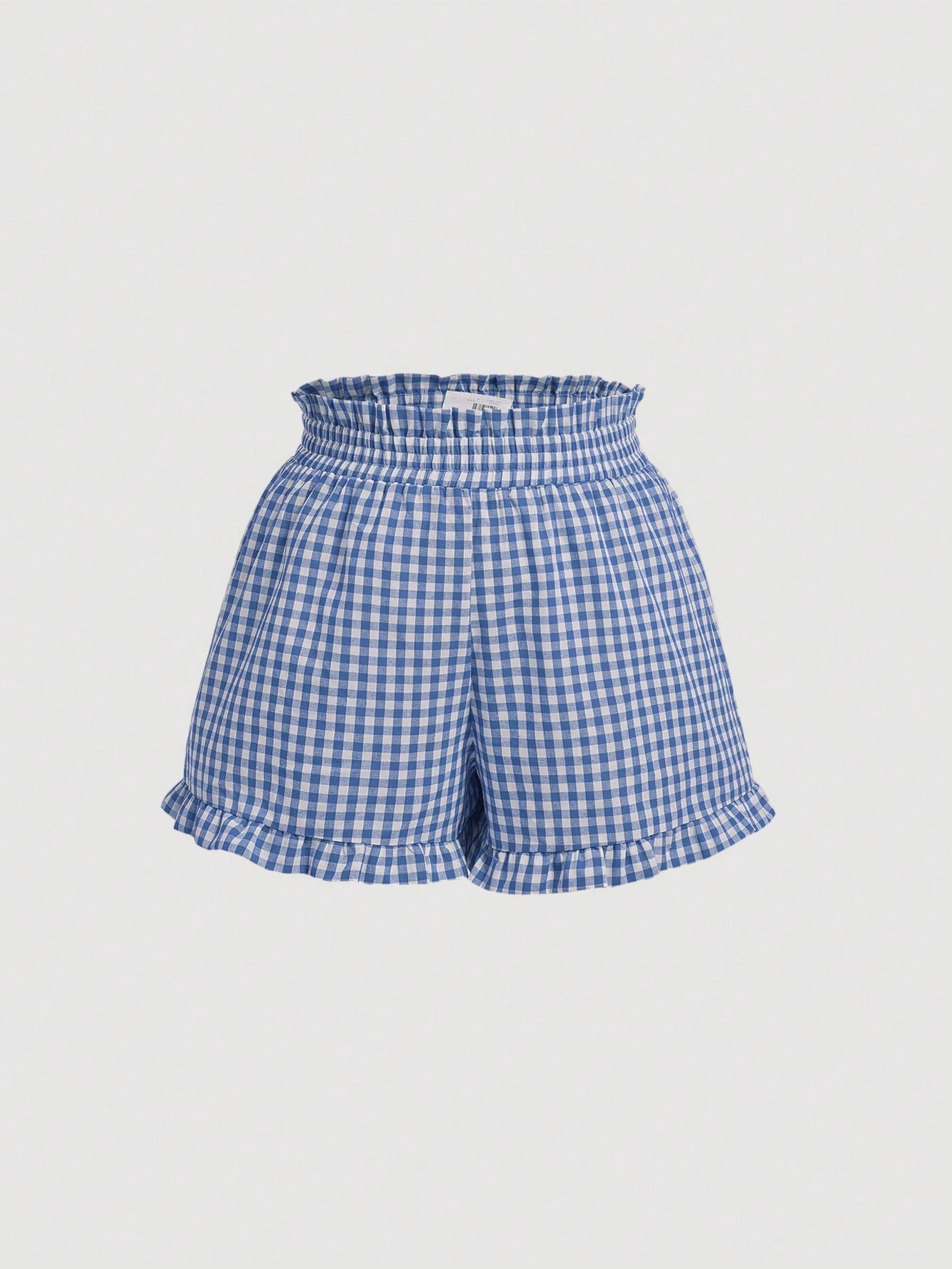 Plus Size Red &amp; White Plaid Ruffled Trimmed Pleated Summer Shorts