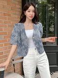 DAZY Lace Single Button Women's Short Sleeve Jacket For Summer