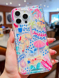 1pc Cute Cartoon Summer Beach Pattern Clear TPU Airbag Shockproof Phone Case For IPhone