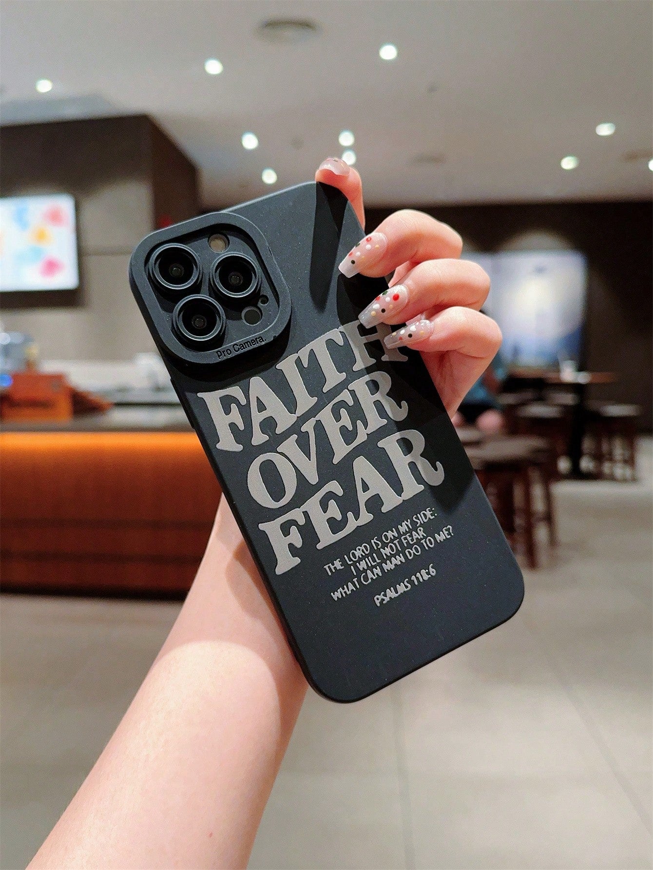 One Precision Cutout Phone Case With Straight Letter Print, Compatible With IPhone 15 Pro Max/14 Plus/13 Pro Max/12/11/7G/7P/IX/XR/XS Max