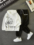 Tween Boys' Extended Size Printed Hooded Sweatshirt And Jogger Pants Set