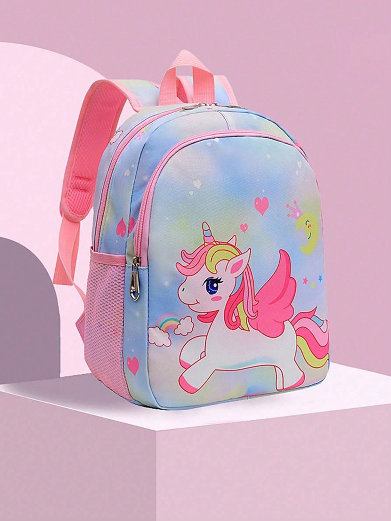 1 Cute Cartoon Style Mini Backpack, Cute Unicorn Design School Bag, Rainbow Color School Bag, Cartoon School Bag, Girls Shoulder Bag, School Bag