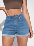 Roll Up Hem Denim Shorts