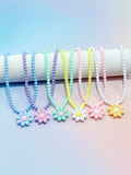 6pcs Girls' Colorful Flower Pendant Beaded Necklace Set, Suitable For Holiday Parties, Birthdays, & Gift Giving