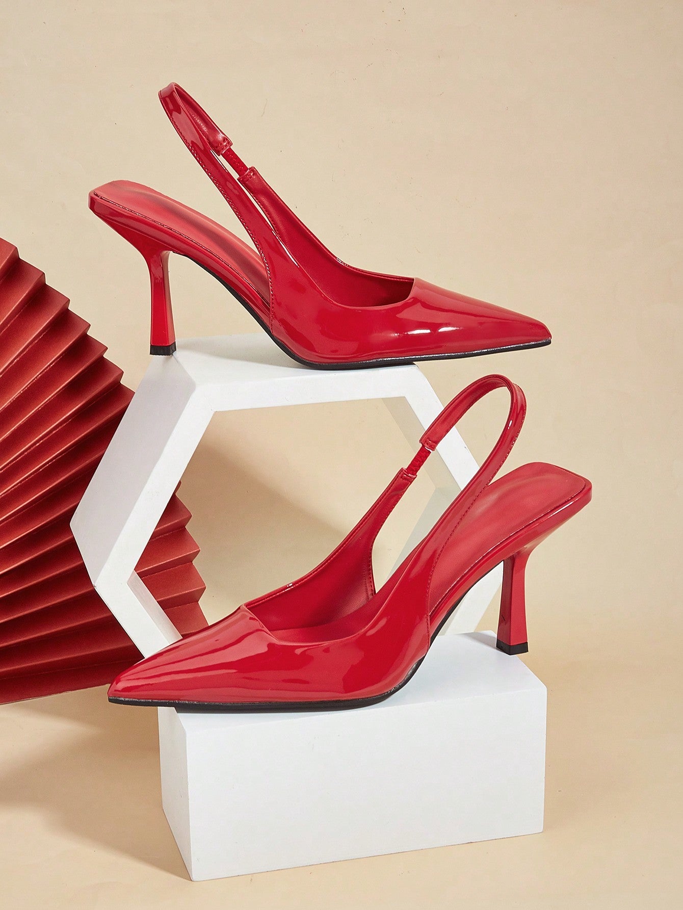 Elegant And Stylish Red Pointed Toe Ankle Strap High Heels/Sandals For Wedding Party, Vacation, And Casual Occasions