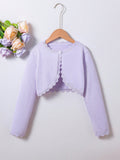 Tween Girl Fashionable Simple Knit Shawl Cardigan (Outerwear)