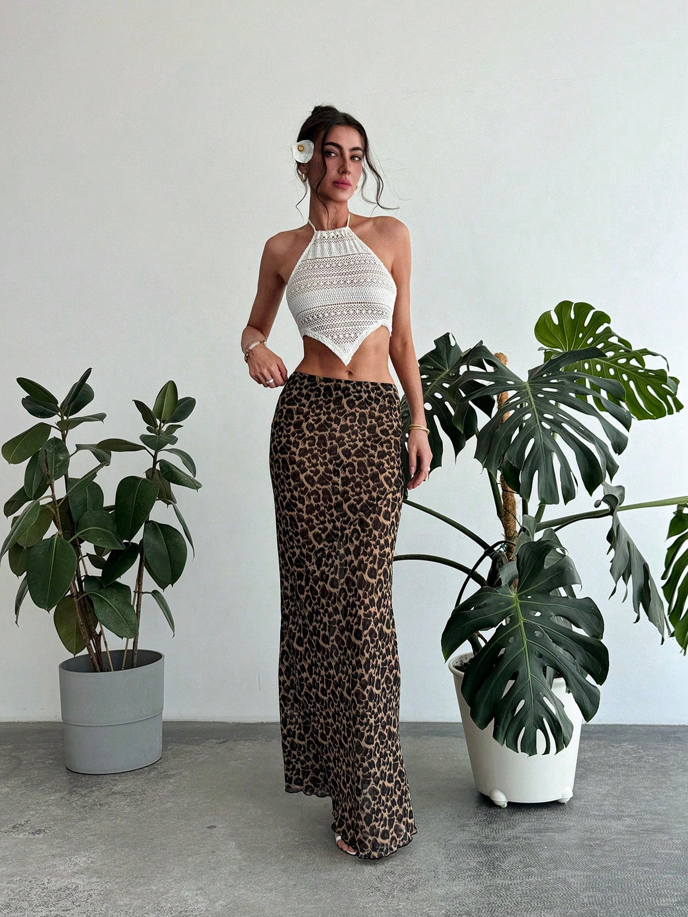 Spring/Summer Leopard Print Sheer Skirt For Sexy Women's Beach Music Festival Party
