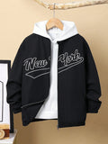 Tween Boy Loose Casual Letter Printed Jacket