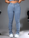 Plus Size Simple Daily Matching Skinny Jeans