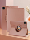 Pink One Rotating Litchi Pattern Rose Gold Stand, 360 Degree Adjustable Stand, Simple/Casual/Classic/Personalized/IPad Protective Cover, Compatible With Ipadmini1/2/3/Mini4/Mini5/Mini6/9.7/10.2/10.5/10.9/11-Inch/10th Generation/Air 11-In.(M2)-2024 Apple M