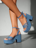 High Wedge Chunky Heel Sandals Elegant Business Casual Business Chic Halloween