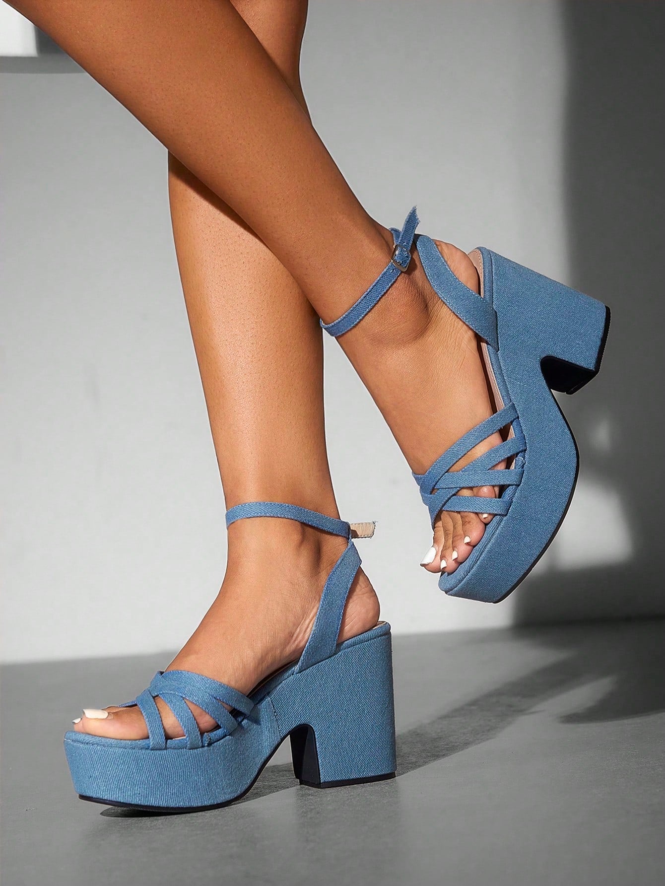 High Wedge Chunky Heel Sandals Elegant Business Casual Business Chic Halloween
