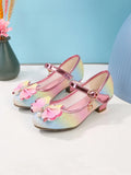 Kids' Spring And Autumn Fashionable Colorful Princess-Style High-Heeled Shoes For Girls, Perfect For Wedding, Party, And Dance Events