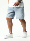 Men's Plus Size Casual Bermuda Denim Shorts With Pockets