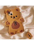 Cute And Interesting Bowknot Teddy Bear Cartoon Style Phone Case For IPhone13/13promax/13pro/IPhone14ProMax/IPhone14Pro/IPhone14, Ins Soft Silicon Case For IPhone11 Women's Models And IPhone12, Girly Personality. Also For IPhone15ProMax/IPhone15Pro/IPhone