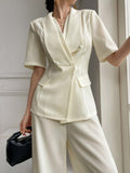 Modely Ladies' Solid Color Simple Daily Suit Set