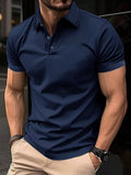 Men's Summer Solid Color Short Sleeve Casual Commuting Polo Shirt