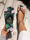 Women's Printed Beach Flip Flops, Summer Vacation Sandals