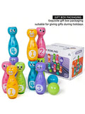 Children's Bowling Toy Set With Cartoon Fun Expressions And Exquisite Pad Printing Technology That Does Not Fade Or Paint Off The Gift Box Packaging 10 Bottles And 2 Balls